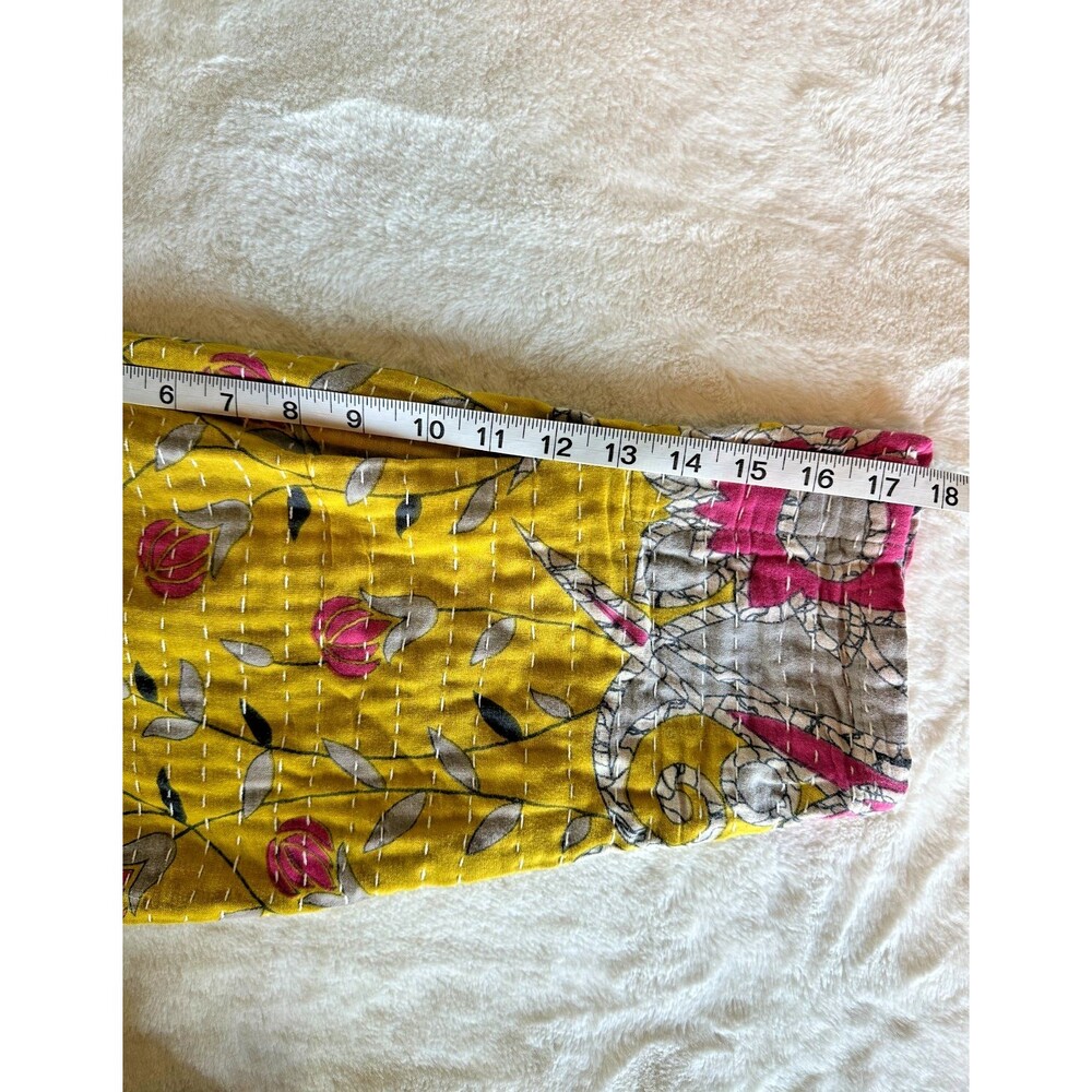 Women's Handmade Kantha Jacket Cotton Sari Robe Coat S/M Indian Boho Hippy OOAK - Picture 7 of 10